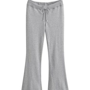 Coquette Aesthetic Solid Drawstring Raw Trim Sweatpants for Y2K Fashion Lovers