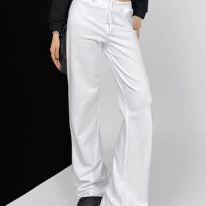 Coquette Aesthetic Solid Drawstring Raw Trim Sweatpants for Y2K Fashion Lovers