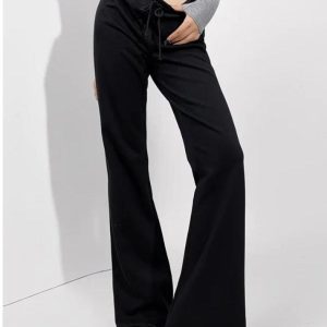 Coquette Aesthetic Solid Drawstring Raw Trim Sweatpants for Y2K Fashion Lovers