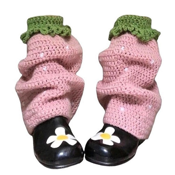 Coquette Aesthetic Strawberry Knit Leg Warmers for Y2K Fashion and Cute Outfits