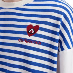 Coquette Aesthetic Stripe Embroidery Heartie Sweatshirt - Y2K Fashion Essential