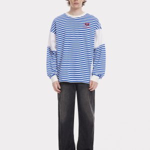 Coquette Aesthetic Stripe Embroidery Heartie Sweatshirt - Y2K Fashion Essential