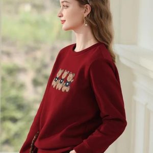 Coquette Aesthetic Teddy Bears Embroidered Sweatshirt - Cute Y2K Style Top for Cozy Vibes