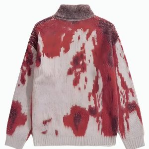 Coquette Aesthetic Tie Dye Turtle Neck Knitted Sweater for Y2K Fashion Lovers