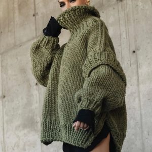 Coquette Aesthetic Tunic: Y2K Fashion Knitted Turtleneck Pullover for Chic Style