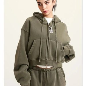 Coquette Aesthetic Women's Fleece Zip-Up Cropped Hoodie for Y2K Fashion Lovers