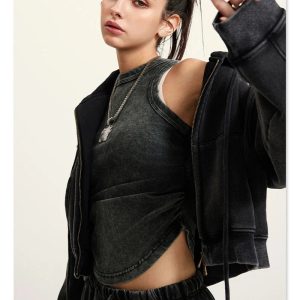 Coquette Aesthetic Women's Fleece Zip-Up Cropped Hoodie for Y2K Fashion Lovers