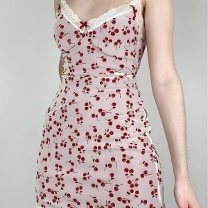 Coquette Cherry Mini Dress - Y2K Aesthetic Cute Dress for Stylish Summer Outfits