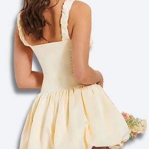 Coquette Ruched Bubble Skirt Mini Dress - Y2K Aesthetic Cute Dress for Stylish Outfits