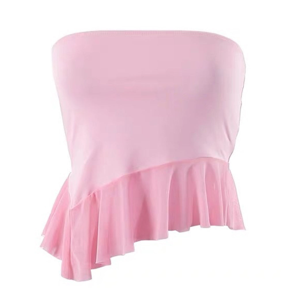 Coquette Ruffle Tube Top - Y2K Aesthetic Cute Crop Top for Stylish Outfits