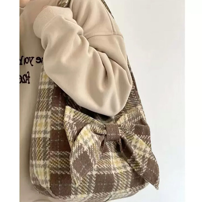 Coquette Style Plaid Bow Handbag for Y2K Fashion Lovers