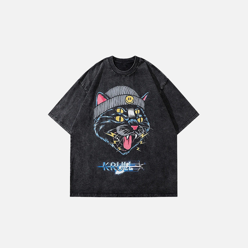 Cosmic Cool Cat Y2K Graphic Tee - Trendy Aesthetic Top for Grunge and Coquette Styles