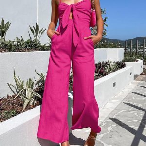 Cotton Twist Detail Jumpsuit - Y2K Aesthetic Fashion for Trendy Outfits and Stylish Looks