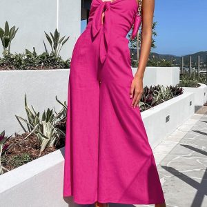 Cotton Twist Detail Jumpsuit - Y2K Aesthetic Fashion for Trendy Outfits and Stylish Looks