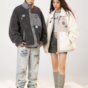 Cozy Arctic Breeze Fleece Jacket for Y2K Aesthetic and Grunge Style Outfits