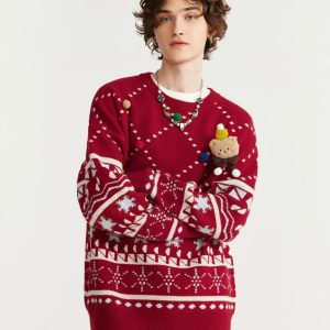 Cozy Christmas Knitted Snow Sweater for Y2K Aesthetic and Winter Vibes