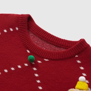 Cozy Christmas Knitted Snow Sweater for Y2K Aesthetic and Winter Vibes