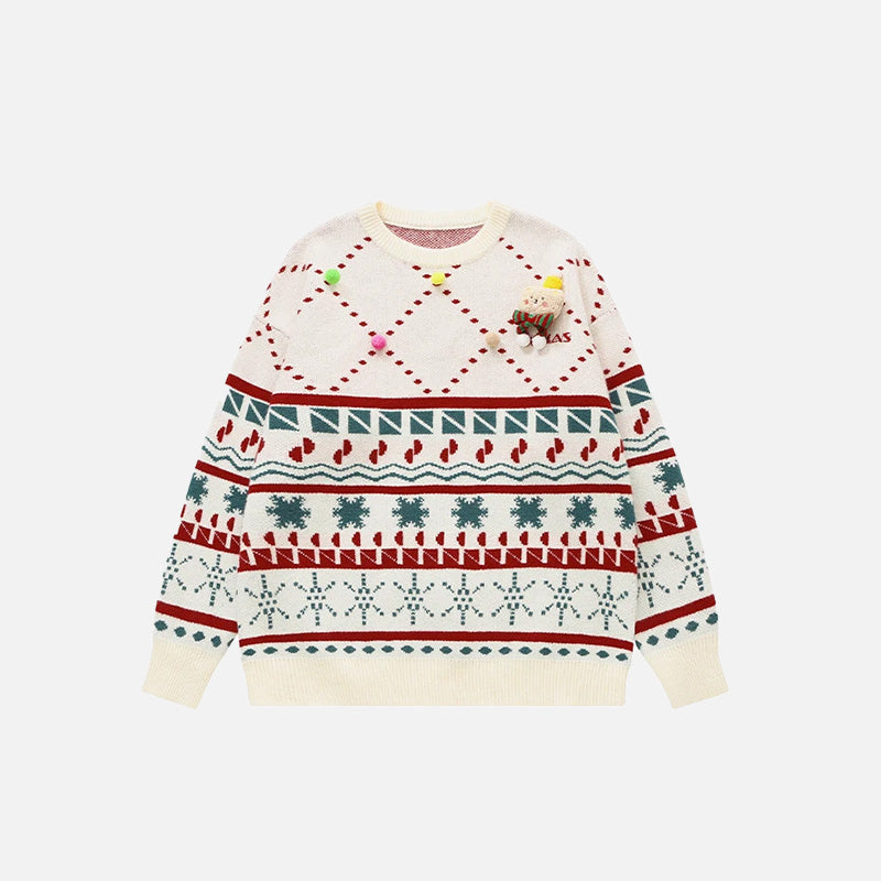 Cozy Christmas Knitted Snow Sweater for Y2K Aesthetic and Winter Vibes