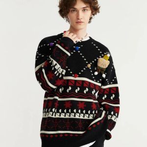 Cozy Christmas Knitted Snow Sweater for Y2K Aesthetic and Winter Vibes