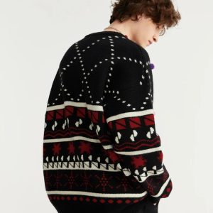 Cozy Christmas Knitted Snow Sweater for Y2K Aesthetic and Winter Vibes