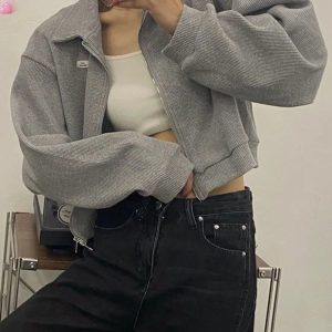 Cozy Cocoa Cropped Hoodie: Y2K Fashion Essential for Comfy Aesthetic Outfits