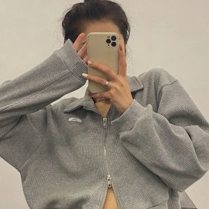 Cozy Cocoa Cropped Hoodie: Y2K Fashion Essential for Comfy Aesthetic Outfits