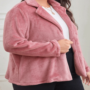 Cozy Coral Velvet Open Front Coat for Y2K Aesthetic and Grunge Style Outfits