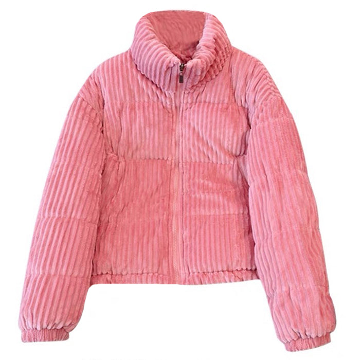 Cozy Corduroy Puffer Jacket for Y2K Fashion Lovers - Perfect for Grunge and Coquette Aesthetics