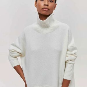 Cozy Fall Turtleneck Pullover - Y2K Aesthetic Knit Sweater for Comfy Layering