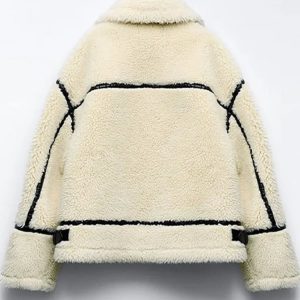 Cozy Faux Fur Zipper Hoodie - Y2K Aesthetic Comfy Top for Grunge and Coquette Styles