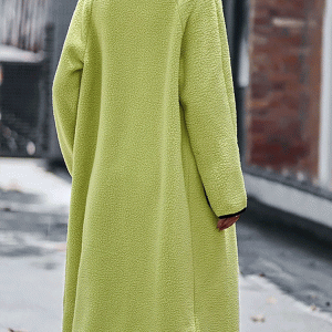 Cozy Fleece Lapel Coat with Pockets - Perfect for Y2K Aesthetic and Comfy Outfits