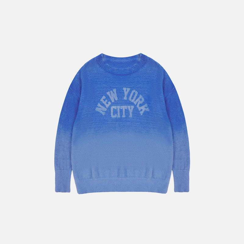 Cozy Fluffy Fleece New York Sweater for Y2K Aesthetic and Comfy Outfits