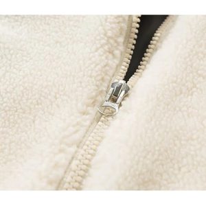 Cozy Fluffy Fleece Zip-Up Jacket for Y2K Aesthetic and Comfy Layering