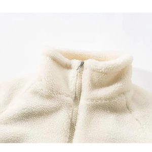 Cozy Fluffy Fleece Zip-Up Jacket for Y2K Aesthetic and Comfy Layering