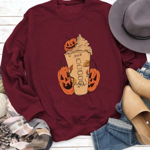 Cozy Halloween Pumpkin Cup Sweatshirt for Y2K Aesthetic Lovers and Fall Fashion Fans