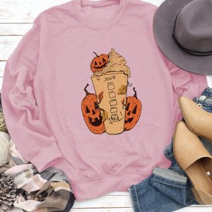 Cozy Halloween Pumpkin Cup Sweatshirt for Y2K Aesthetic Lovers and Fall Fashion Fans