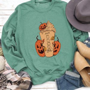 Cozy Halloween Pumpkin Cup Sweatshirt for Y2K Aesthetic Lovers and Fall Fashion Fans