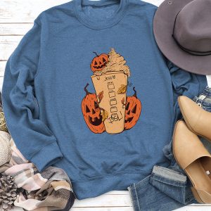 Cozy Halloween Pumpkin Cup Sweatshirt for Y2K Aesthetic Lovers and Fall Fashion Fans