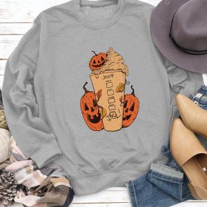 Cozy Halloween Pumpkin Cup Sweatshirt for Y2K Aesthetic Lovers and Fall Fashion Fans