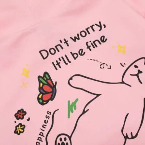 Cozy Happy Cat Hoodie - Y2K Aesthetic Comfy Top for Cute Outfits and Everyday Wear