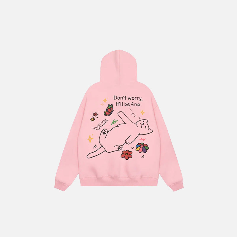 Cozy Happy Cat Hoodie - Y2K Aesthetic Comfy Top for Cute Outfits and Everyday Wear