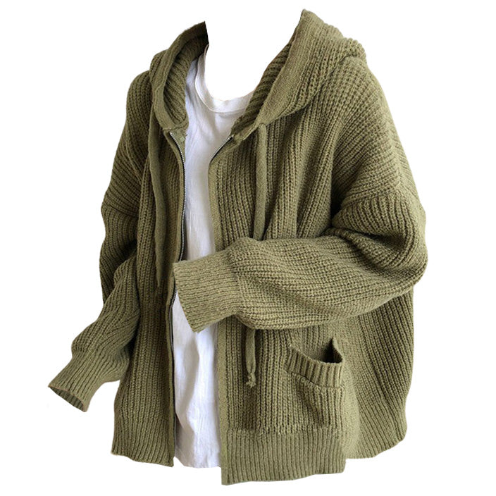 Cozy Hygge Knit Zip Up Hoodie for Y2K Aesthetic and Comfy Layering