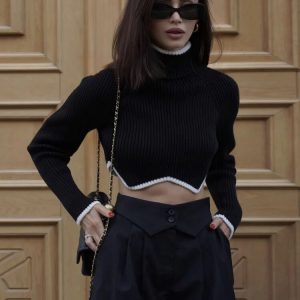 Cozy Knit Turtleneck Sweater for Y2K Fashion Lovers - Perfect for Aesthetic Outfits