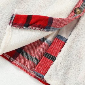 Cozy Lambswool Plaid Jacket for Y2K Aesthetic and Grunge Style Outfits