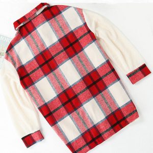 Cozy Lambswool Plaid Jacket for Y2K Aesthetic and Grunge Style Outfits