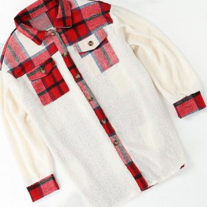 Cozy Lambswool Plaid Jacket for Y2K Aesthetic and Grunge Style Outfits