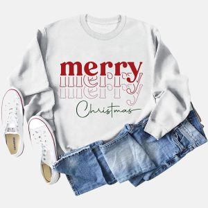 Cozy Merry Christmas Sweatshirt in Y2K Style for Festive Aesthetic Outfits