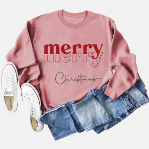 Cozy Merry Christmas Sweatshirt in Y2K Style for Festive Aesthetic Outfits