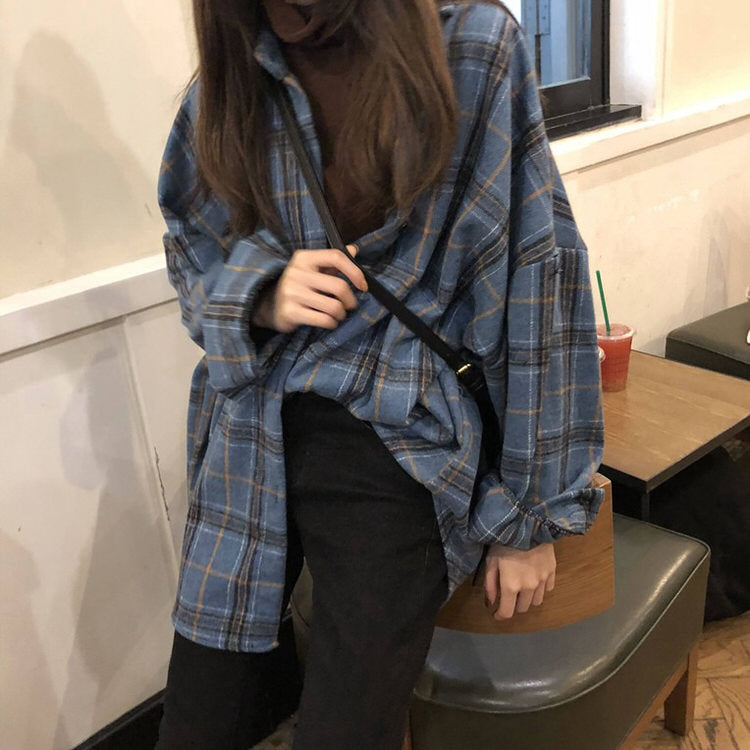 Cozy Oversized Plaid Shirt for Y2K Fashion Lovers - Perfect for Grunge and Coquette Aesthetics