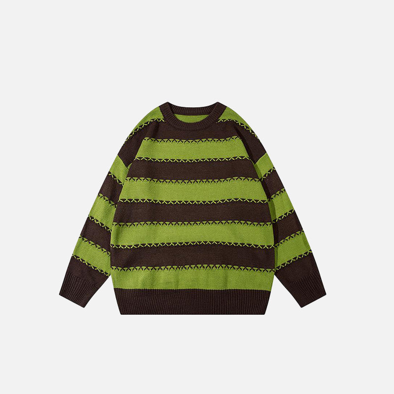 Cozy Oversized Striped Sweater for Y2K Aesthetic and Grunge Style Outfits